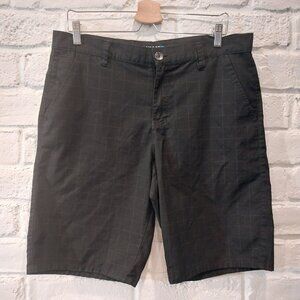 Tony Hawk Skateboard Shorts Mens 34 Black Plaid Windowpane Slash Pockets Flat Ft